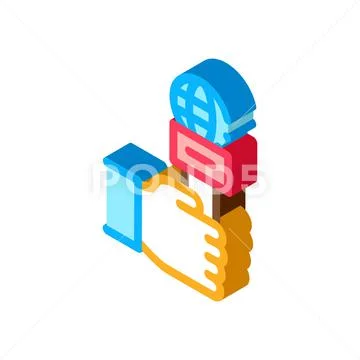 Hand Microphone isometric icon vector illustration Stock Illustration
