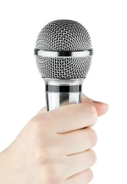 Hand with microphone Stock Photos
