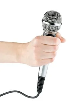 Hand with microphone Stock Photos