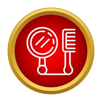 Hand mirror and comb icon for beauty and grooming Stock Illustration