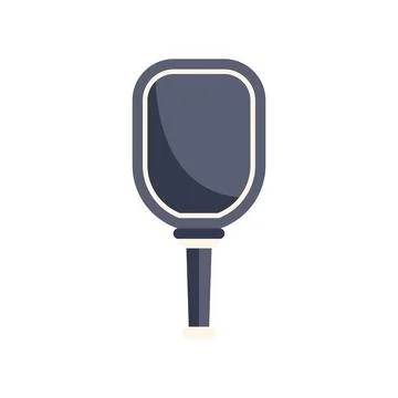 Hand mirror with black oval reflecting surface and wooden handle Stock Illustration