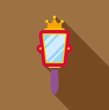 Hand mirror with crown icon representing princess royalty Stock Illustration