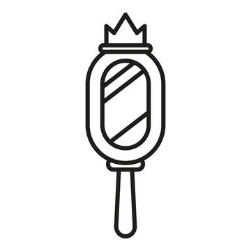 Hand mirror with crown icon representing beauty magic Stock Illustration