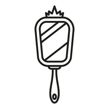 Hand mirror with crown icon representing vanity Stock Illustration
