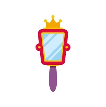 Hand mirror with crown for princess concept Stock Illustration