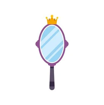 Hand mirror with crown for princess theme Stock Illustration