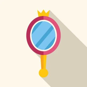 Hand mirror with crown reflecting light in flat design Stock Illustration