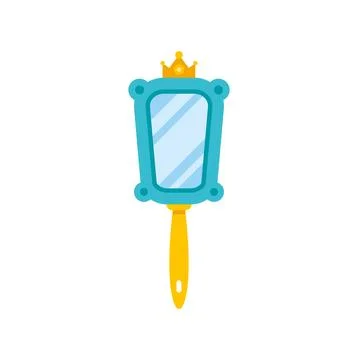 Hand mirror with crown symbolizing princess royalty and beauty Stock Illustration