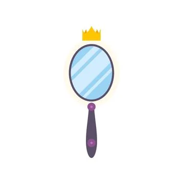 Hand mirror with crown symbolizing princess beauty and magic Stock Illustration