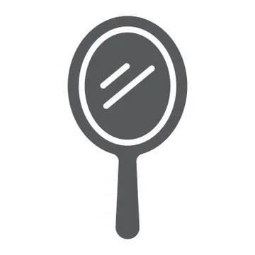 Hand mirror glyph icon, reflection and glass, portable mirror sign, vector Stock Illustration