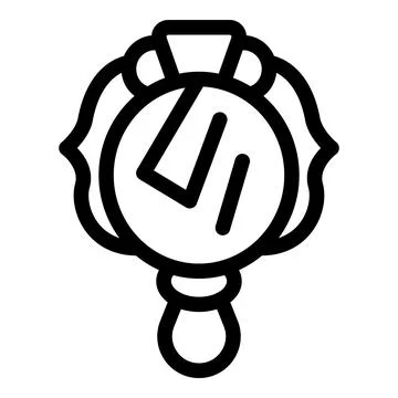 Hand mirror with handle reflecting light icon vector outline Illustration