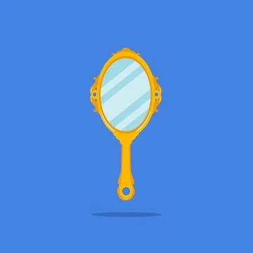 Hand mirror icon with engraving. tools for dressing up Stock Illustration