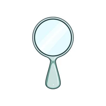 Hand mirror icon reflecting image on white background Stock Illustration