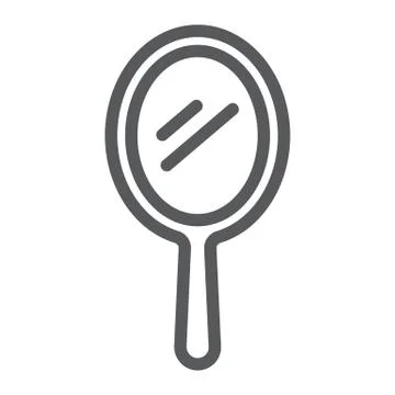 Hand mirror line icon, reflection and glass, portable mirror sign, vector Stock Illustration