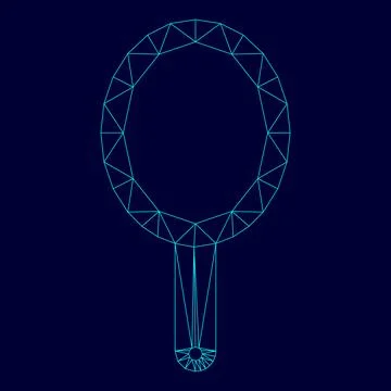 Hand mirror low poly triangulation triangulated polygonal electric cyan blue  Stock Illustration