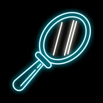Hand mirror neon glow presenting vanity concept Stock Illustration