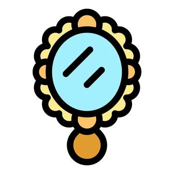 Hand mirror with ornate frame reflecting light blue surface Stock Illustration