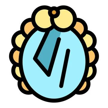 Hand mirror reflecting light blue and teal shapes with yellow and orange bord Stock Illustration