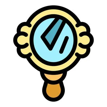 Hand mirror reflecting light with ornate golden frame and wooden handle Stock Illustration