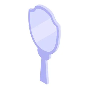 Hand mirror with shield shape reflecting light in isometric view Stock Illustration