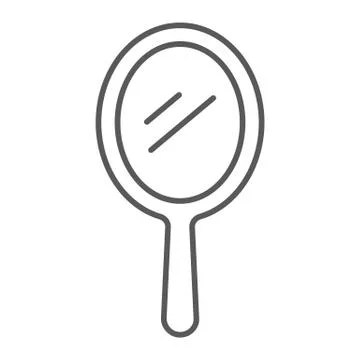 Hand mirror thin line icon, reflection and glass, portable mirror sign, vector Stock Illustration