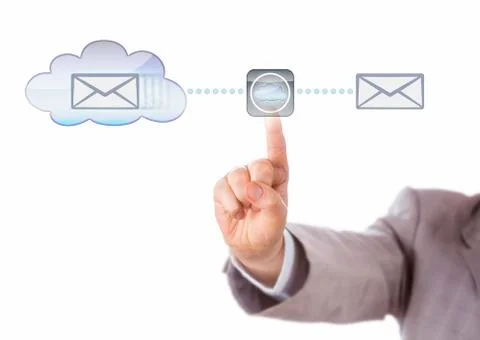 Hand Mirroring Data Via The Cloud Stock Photos