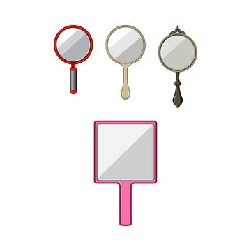 Hand mirrors set providing various beauty and reflection concepts 스톡 일러스트
