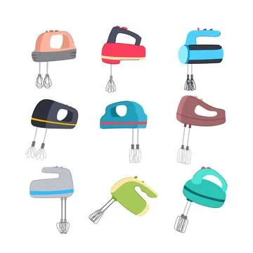Hand mixer set cartoon vector illustration Stock Illustration