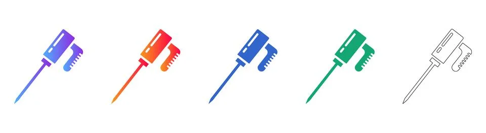 Hand Mixer Tool Icon Set for Kitchen and DIY Projects Stock Illustration