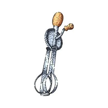 Hand mixer tool with rotating beaters for baking and cooking Stock Illustration