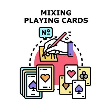 Hand mixing playing playing cards for games Stock Illustration