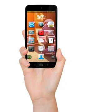 Hand with mobile phone Stock Illustration