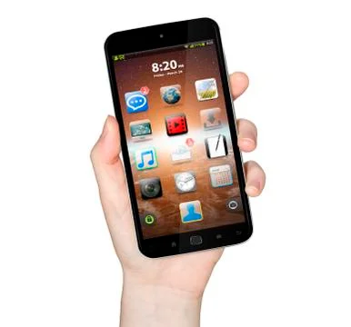 Hand with mobile phone Stock Illustration
