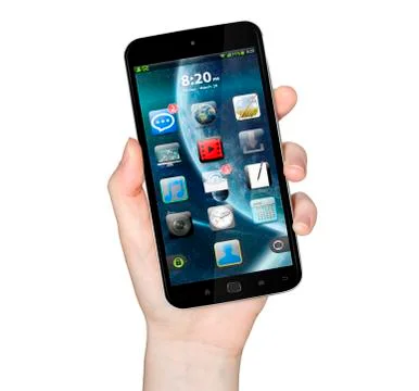 Hand with mobile phone Illustrazione stock