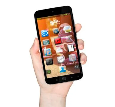 Hand with mobile phone Stock Illustration