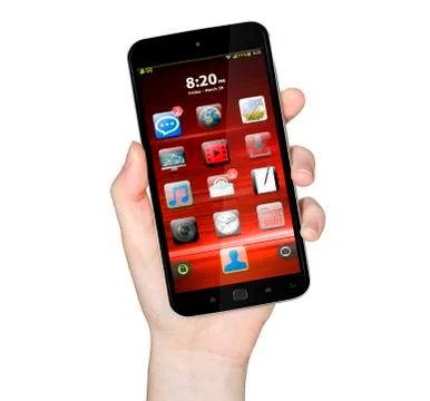 Hand with mobile phone Stock Illustration