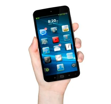 Hand with mobile phone Illustrazione stock
