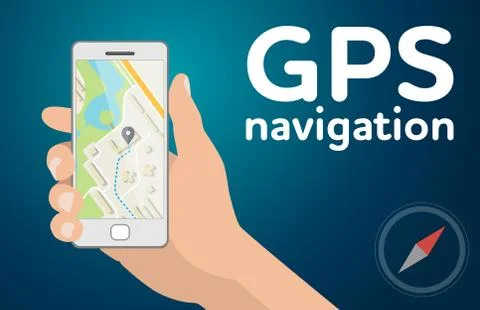 Hand with mobile smartphone gps navigation map イラスト素材
