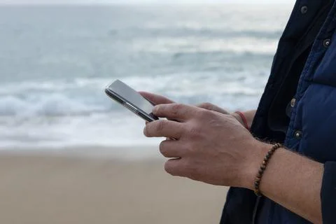 Hand mockup phone simulate screen holding blank mobile phone Stock Photos