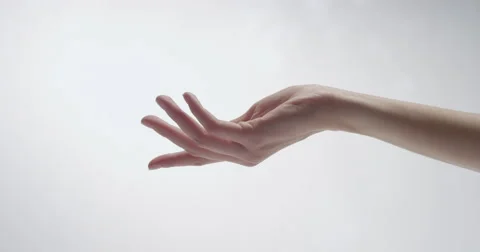 Hand Model isolated on white, hand doing model poses Stock Footage 64910216