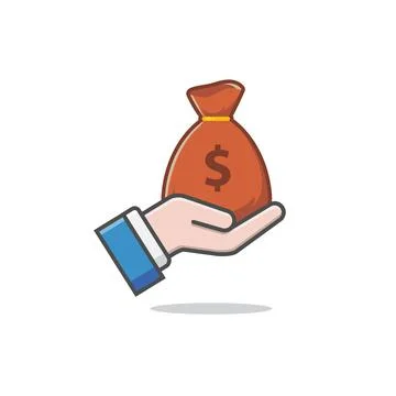 Hand with money bag vector Stock Illustration