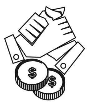 Hand Money finance Commitment Teamwork Together Outline Logo 스톡 일러스트