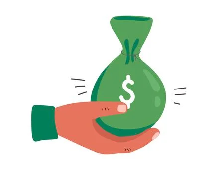 Hand with money. Flat style. Vector illustration hand drawing. Stock Illustration