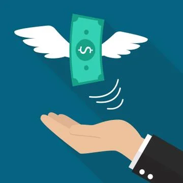 Hand with money fly Stock Illustration