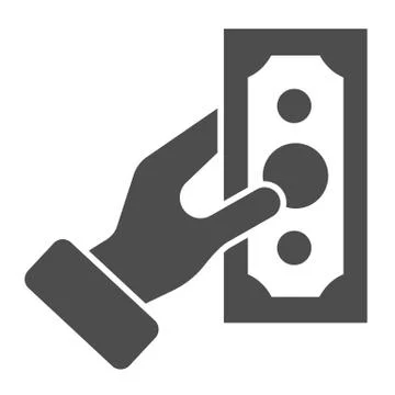 Hand with money solid icon. Dollar in hand vector illustration isolated on white Stockillustratie
