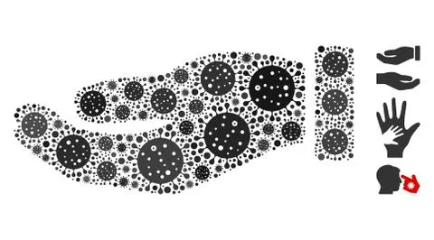 Hand Mosaic of Covid Virus Elements Stockillustratie