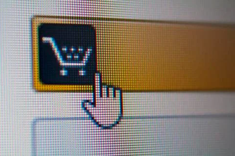 Hand mouse cursor on Add To Cart Button Stock Photos