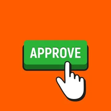 Hand Mouse Cursor Clicks the Approve Button. Pointer Push Press Button Concep Stock Illustration
