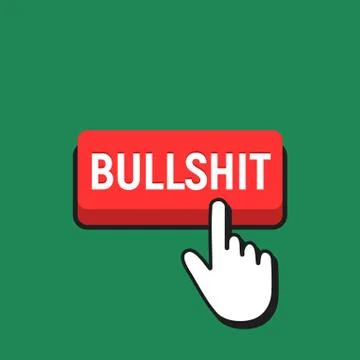 Hand Mouse Cursor Clicks the Bullshit Button. Stock Illustration