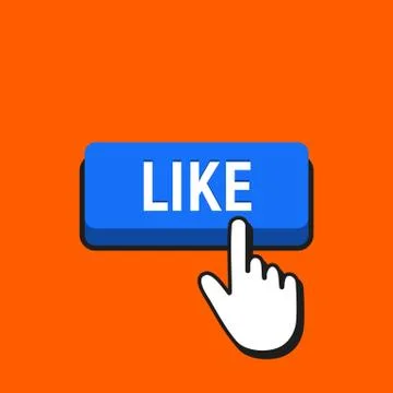 Hand Mouse Cursor Clicks the Like Button. Pointer Push Press Button Concept. Stock Illustration